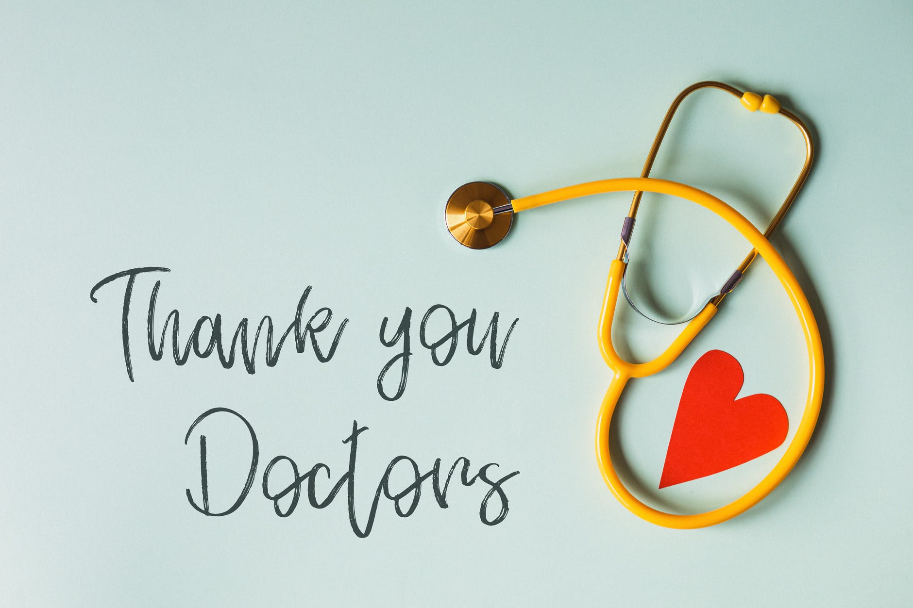 gratitude message for doctors with stethoscope and heart