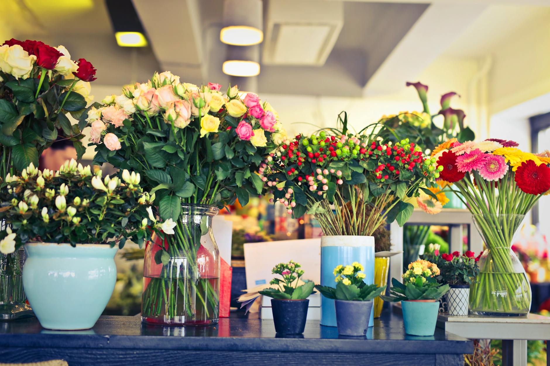 assorted flower arrangements