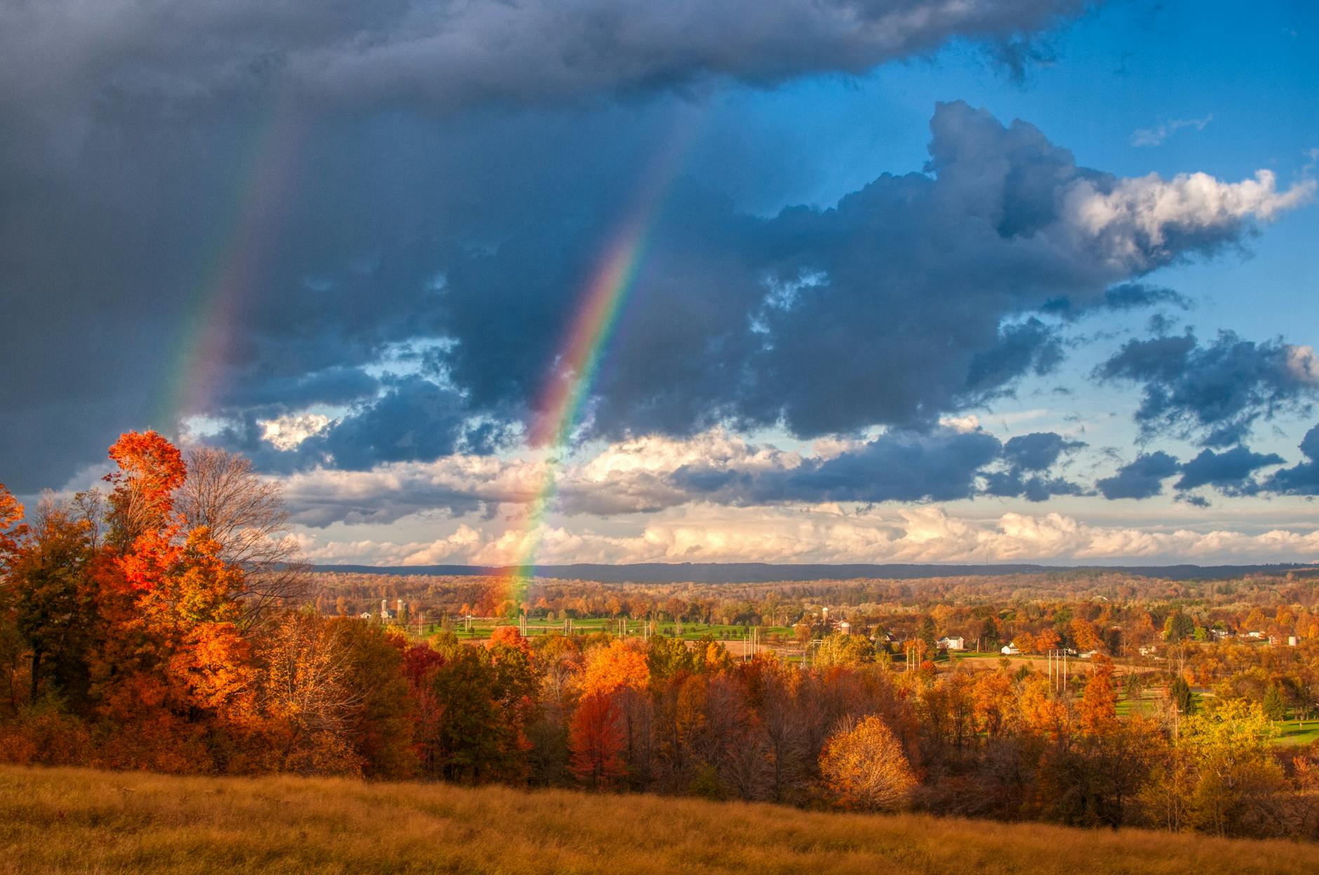 scenic view of sky with rainbow